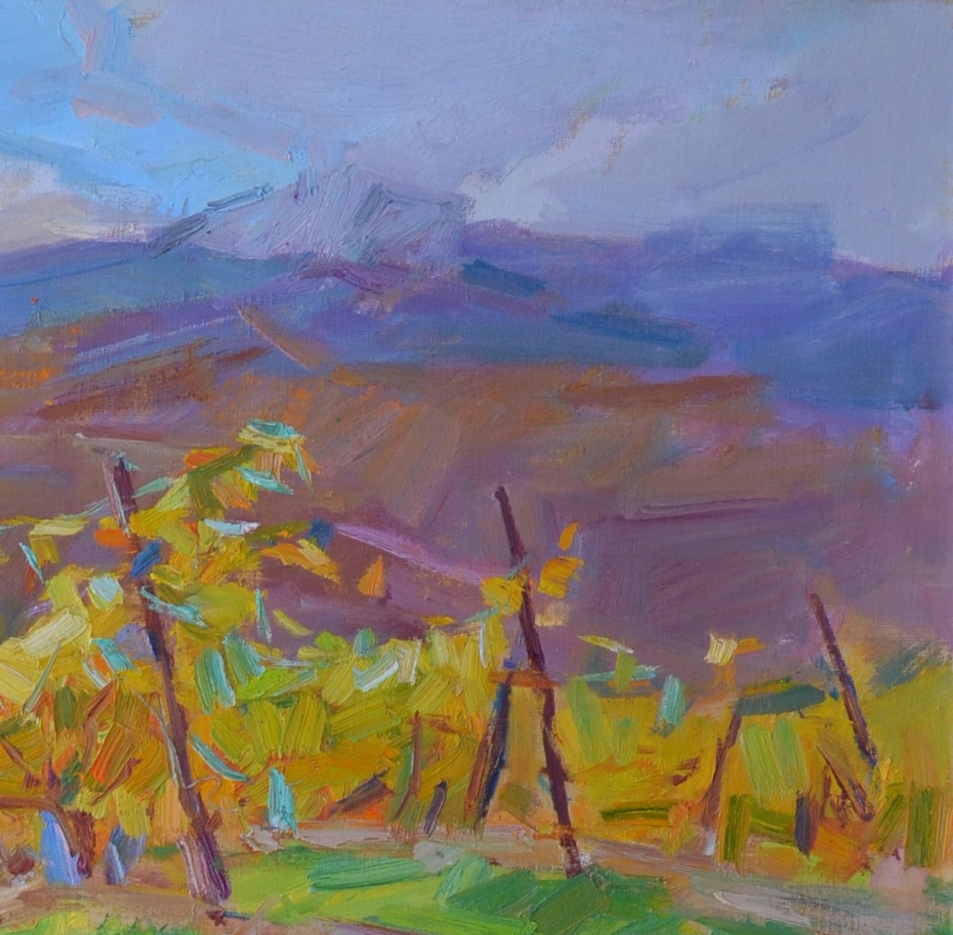 Oli painting Autumn Mountain Nature Landscape Pereta Vyacheslav