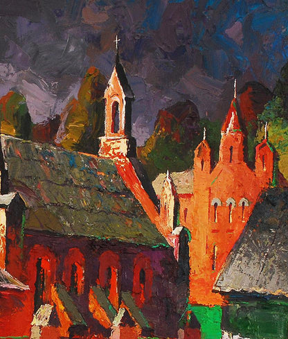 Vibrant impressionist oil painting Old misto storm by Egor Shvachunov