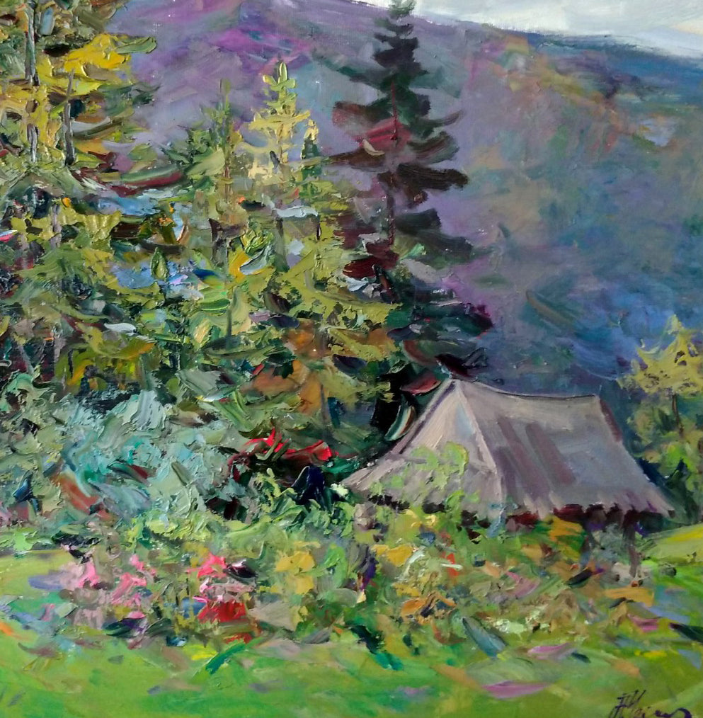 Oil Painting Mountain Village 