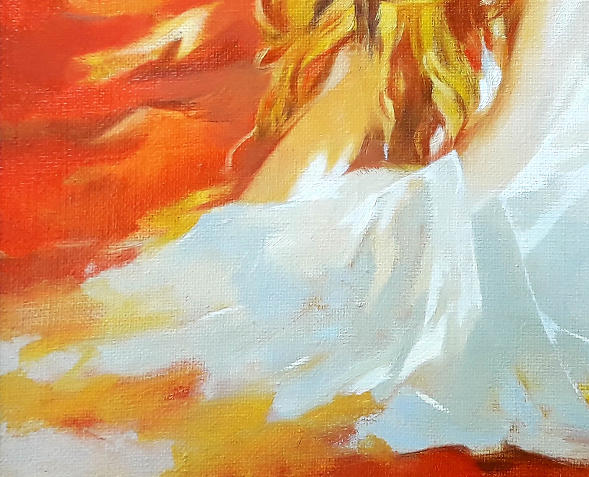 Vibrant oil painting by Vasily Korkishko: girl in towel with golden hair