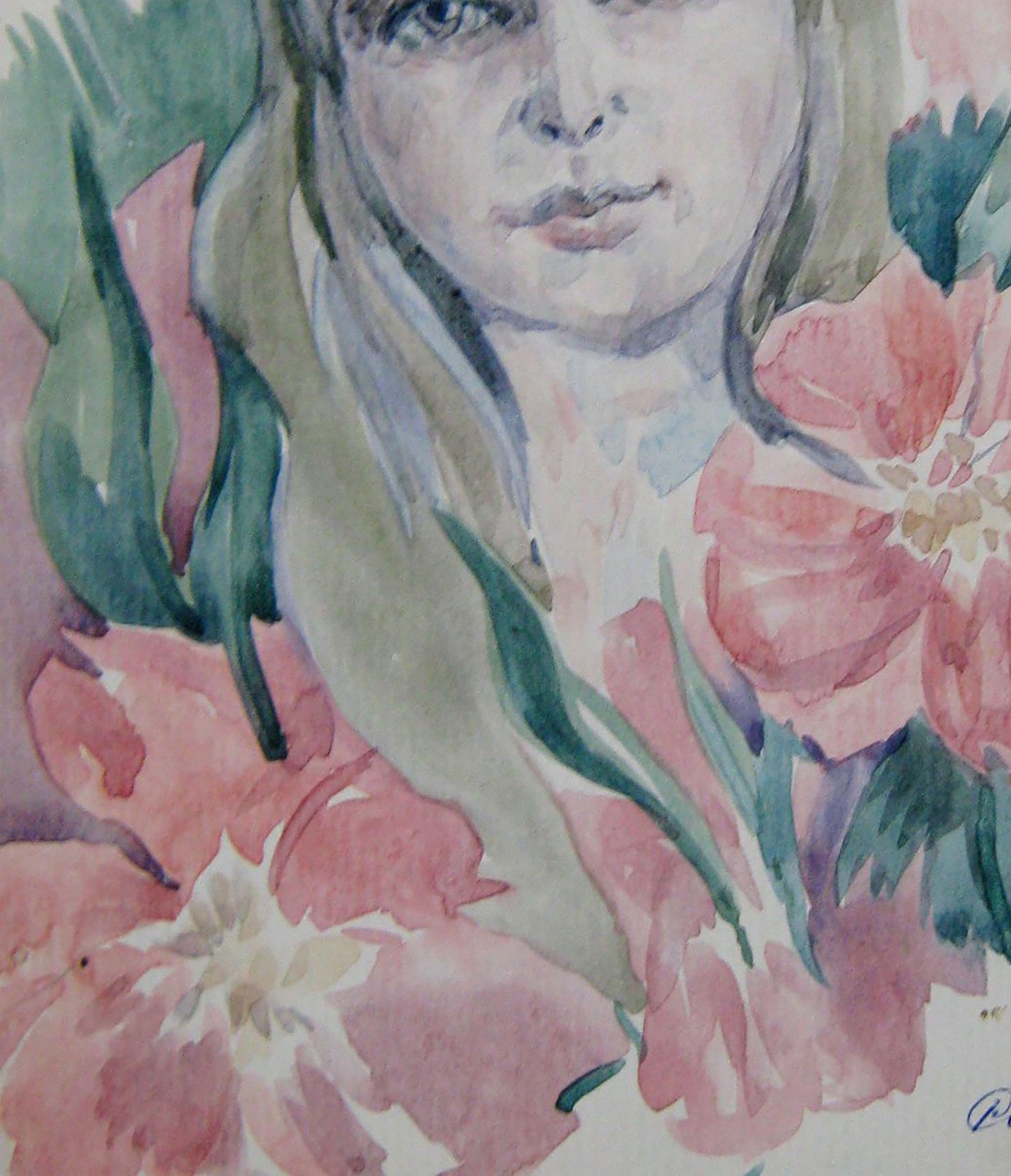 Woman portrait Painting with Flowers