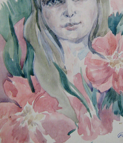 Woman portrait Painting with Flowers