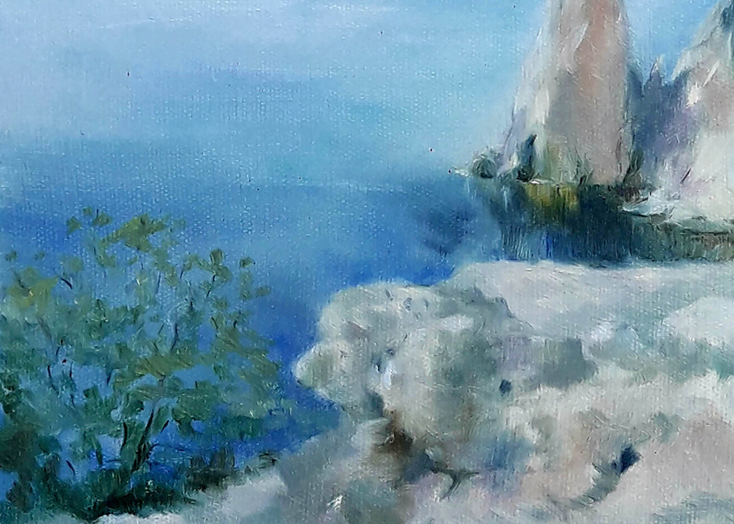 Oil painting nautical motive by Korkishko Vasily: coastal cliffs and ocean