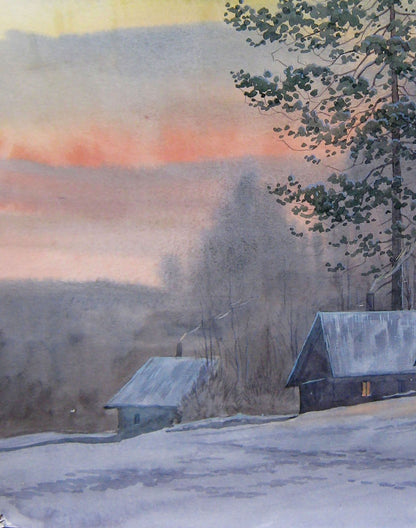Winter Evening rural landscape