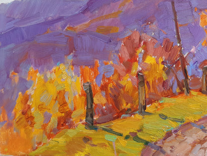 Oli painting Autumn Mountain Landscape Pereta Vyacheslav