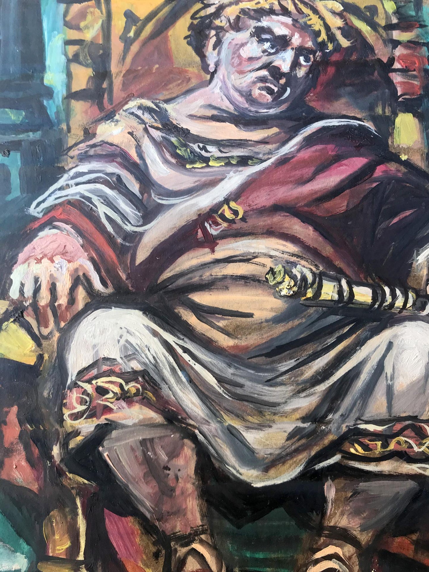 Oil painting portrait of Caesar Alexander Arkadievich Litvinov in red and white robes