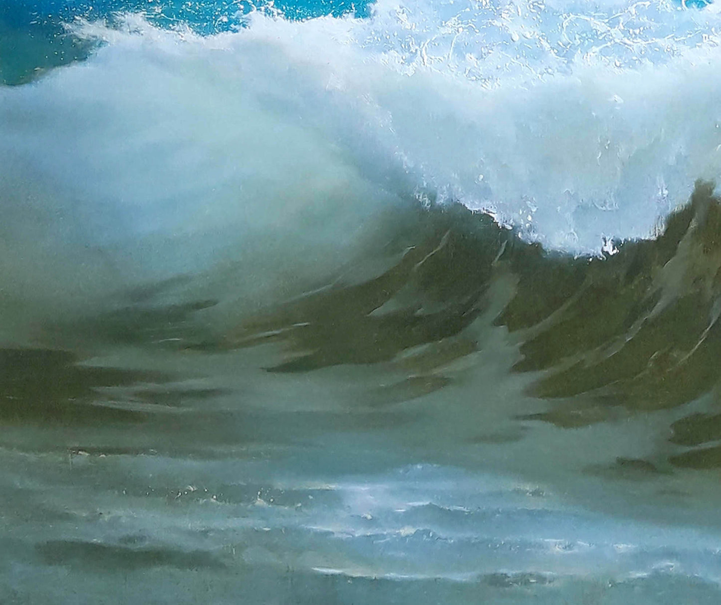 Oil painting of powerful curling ocean wave by Korkishko Vasily