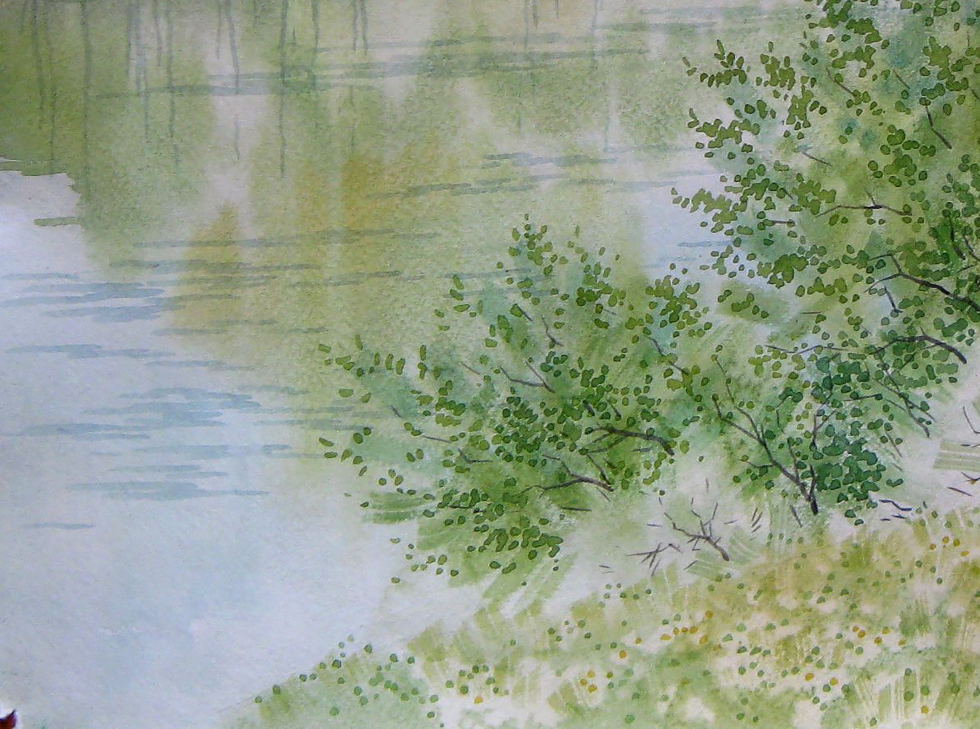 Watercolor painting Spring River 