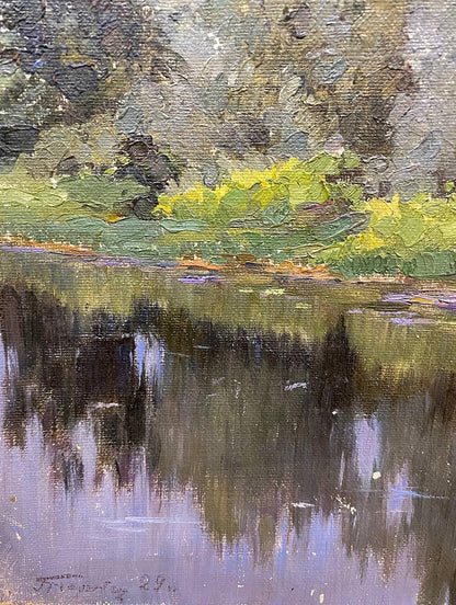 Impressionistic oil painting Evening in the forest by Gorobec Pavlo