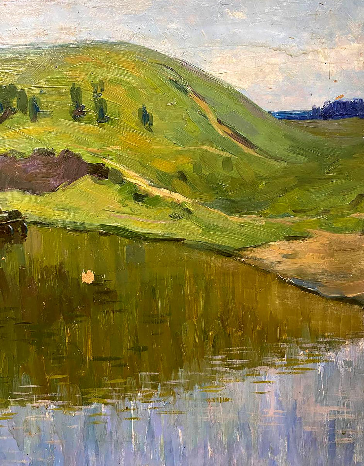 Serene green hillside oil painting Still water by Tal’ko Boris Adol’fovich
