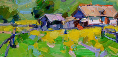 Oli painting Summer Rural landscape  Pereta Vyacheslav
