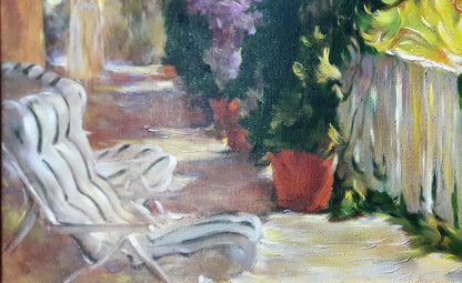 Experience "Summer in the Garden," an oil painting by Vasily Korkishko