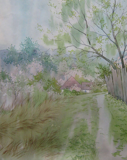 The watercolor painting by Valery Savenets features a scene from a March day