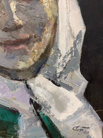 Textured oil painting portrait of Milkmaid Stil by Leonid Mikhaylovich