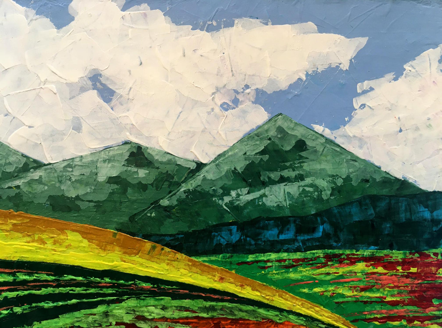 Oil painting Summer in the mountains by Zadorozhnya V. V. with green peaks