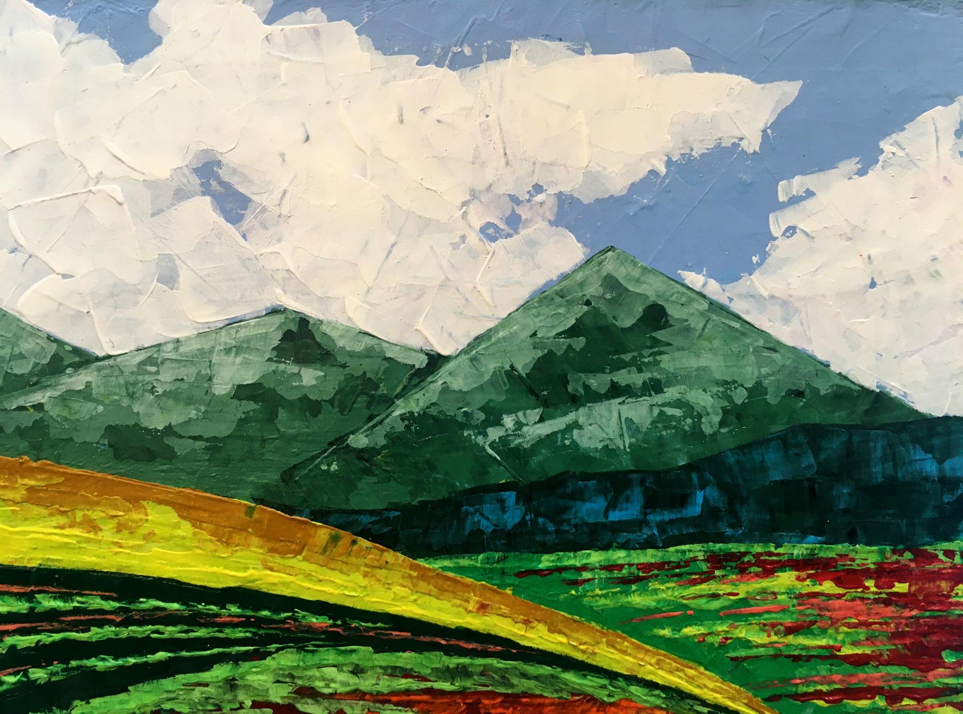 Oil painting Summer in the mountains by Zadorozhnya V. V. with green peaks