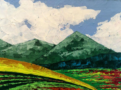 Oil painting Summer in the mountains by Zadorozhnya V. V. with green peaks