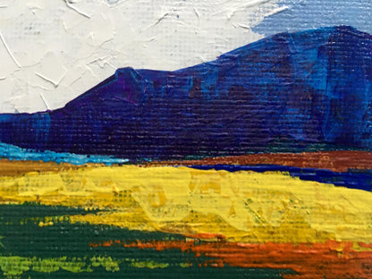 Oil painting Fields and mountains by Zadorozhnya V. V. textured blue mountains