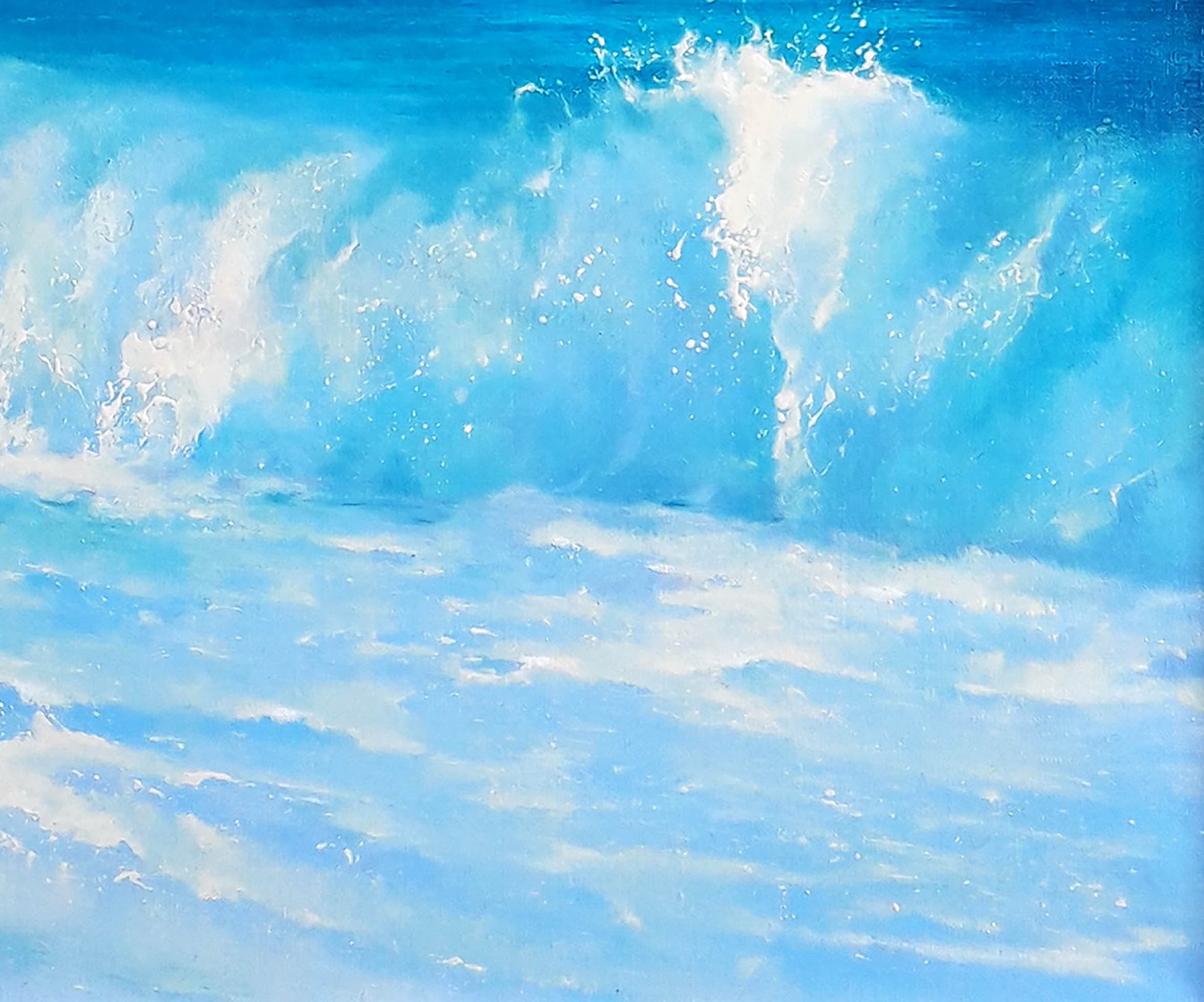 Vibrant blue ocean wave crashing in foam by Korkishko Vasily oil painting