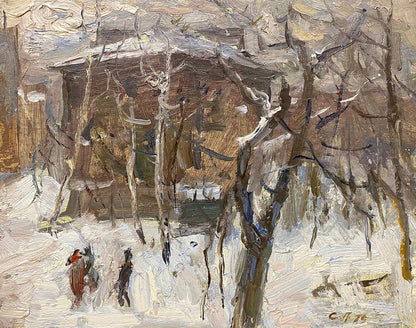 Oil painting Winter by Petrashevsky Stanislav Vasilievich snowy scene