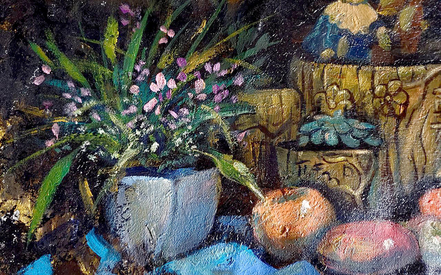 Oil painting of still life with Chinese items by Litvinov Daniil Olegovich
