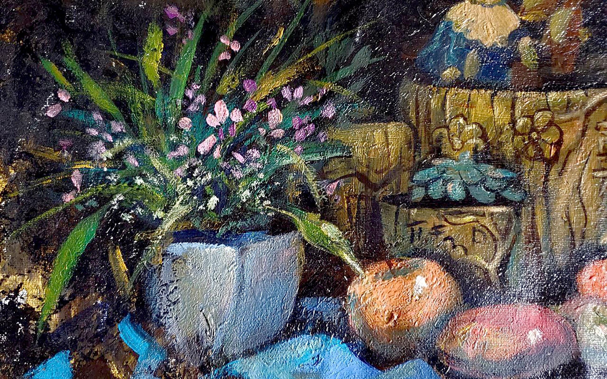 Oil painting of still life with Chinese items by Litvinov Daniil Olegovich