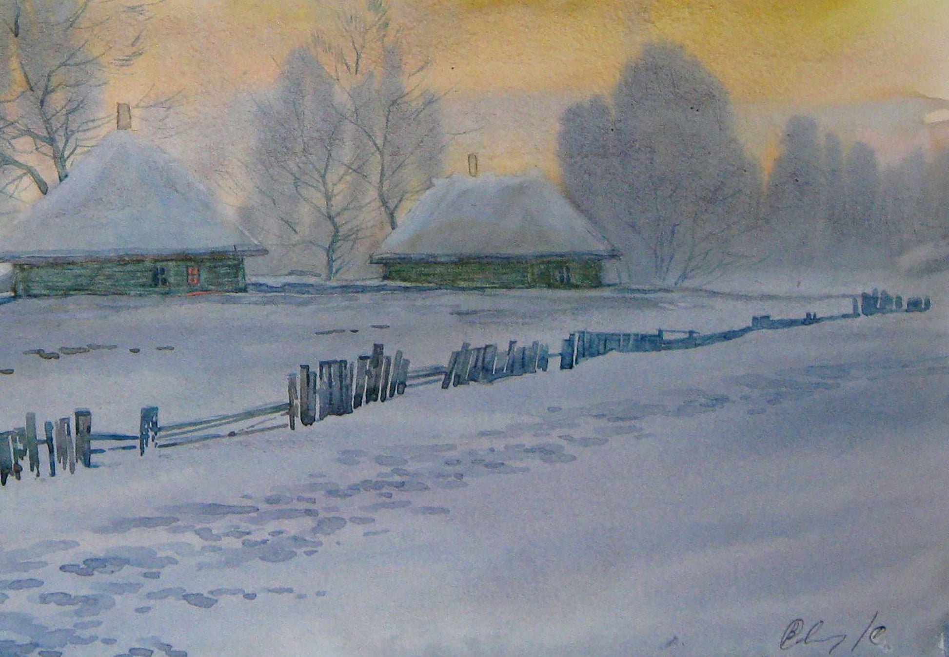 Valery Savenets's watercolor painting "Frosty"