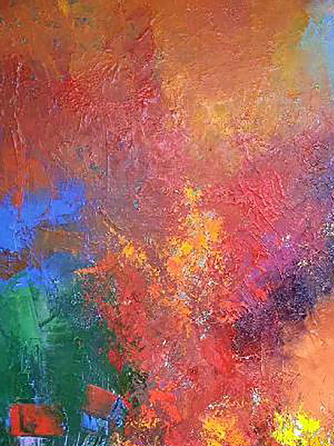 Oil painting Autumn Kirilenko Mikhail with vibrant fiery reds oranges blues