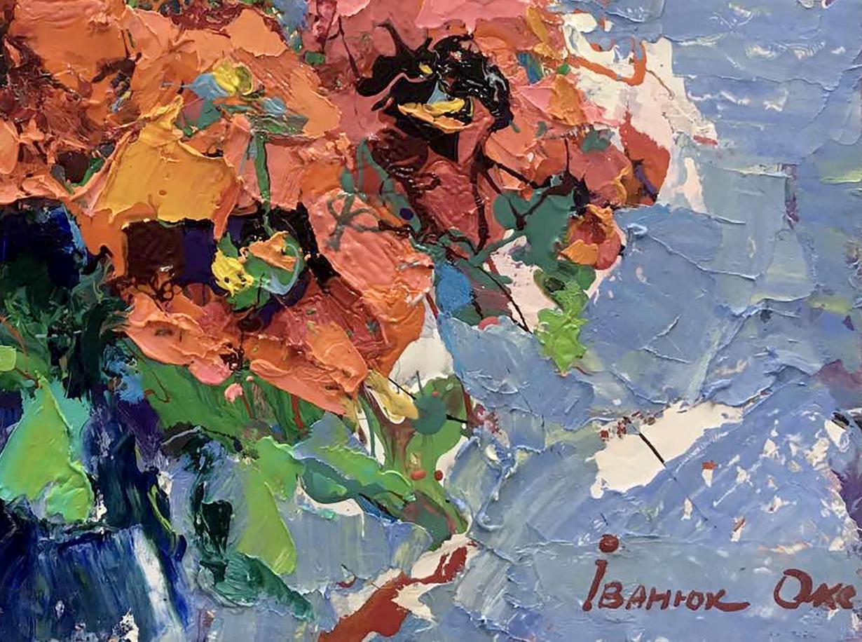 Vibrant impressionist oil painting Poppies in the Morning by Ivanyuk Oksana