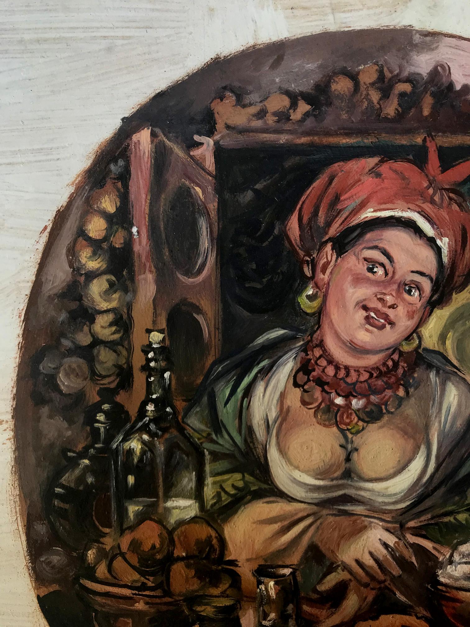 Oil painting by Alexander Arkadievich Litvinov: woman in red headscarf