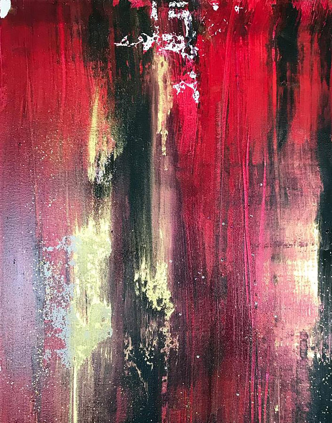 Fire Kali acrylic painting by Melezhik Olga with bold red, black, gold strokes