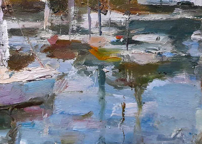 Impressionistic oil painting of yacht tour on river by Ivan Kovalenko