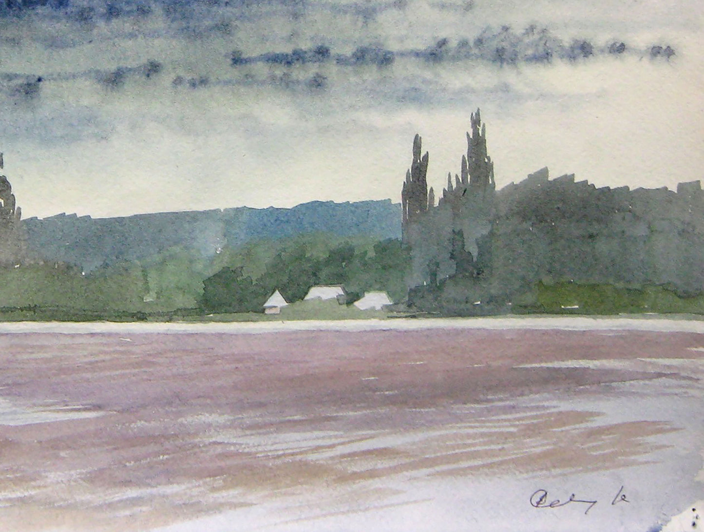 Valery Savenets' portrayal of "Clouds are Coming" in watercolor