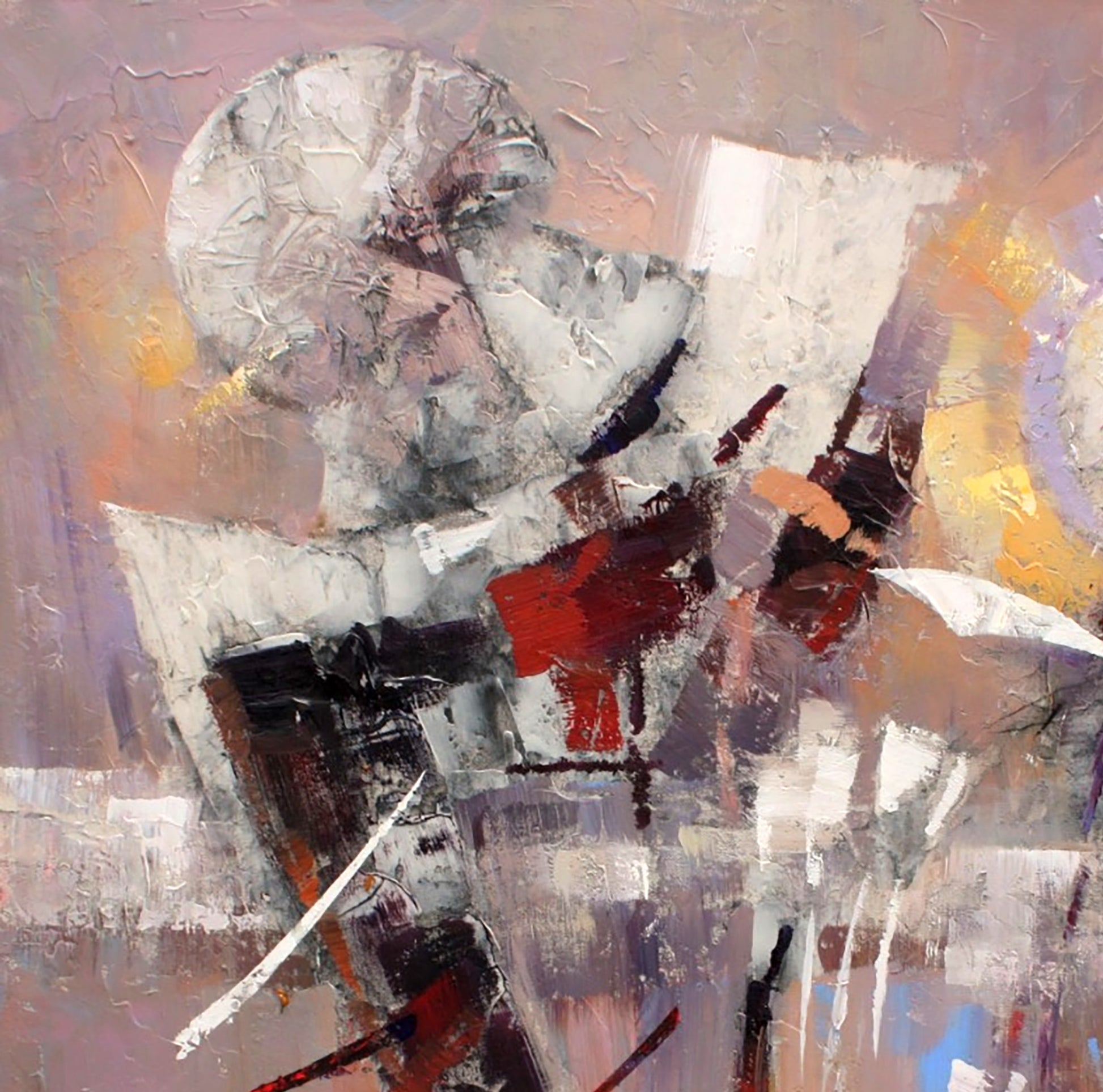 Oil painting Dragonfly by Valentina Alekseevna Kozyar, abstract impasto in grays