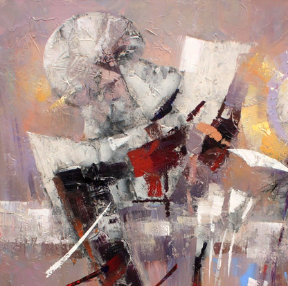 Oil painting Dragonfly by Valentina Alekseevna Kozyar, abstract impasto in grays