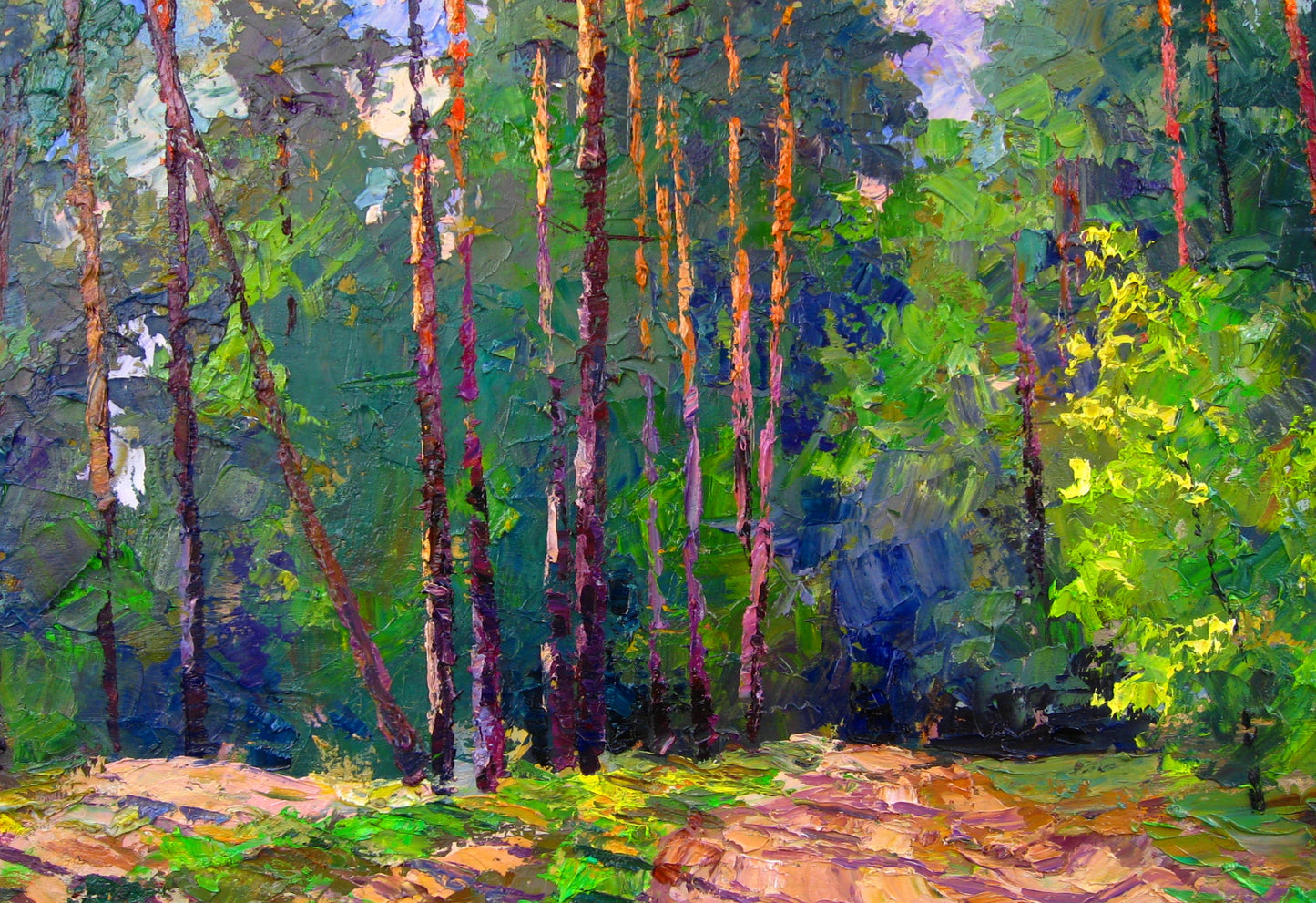 Vibrant impressionist custom forest landscape painting by pro artist