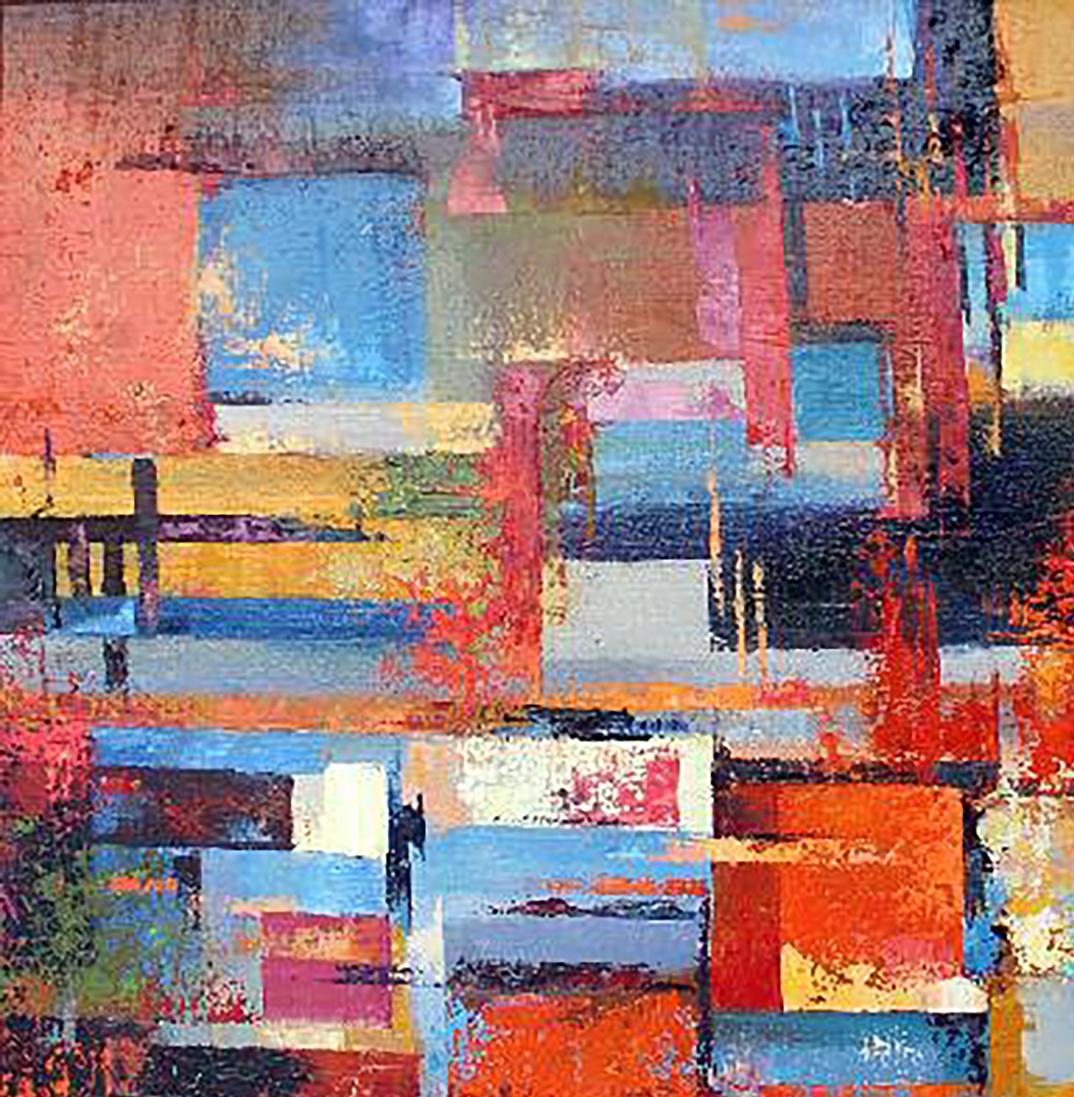 Oil painting In the rays of the sun by Kirilenko Mikhail with bold geometric shapes