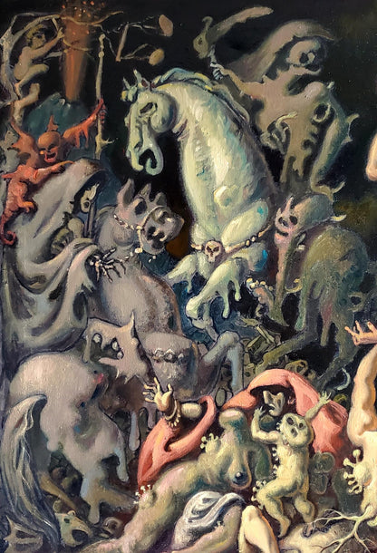 Surreal oil painting of pale horse by Litvinov Daniil Olegovich