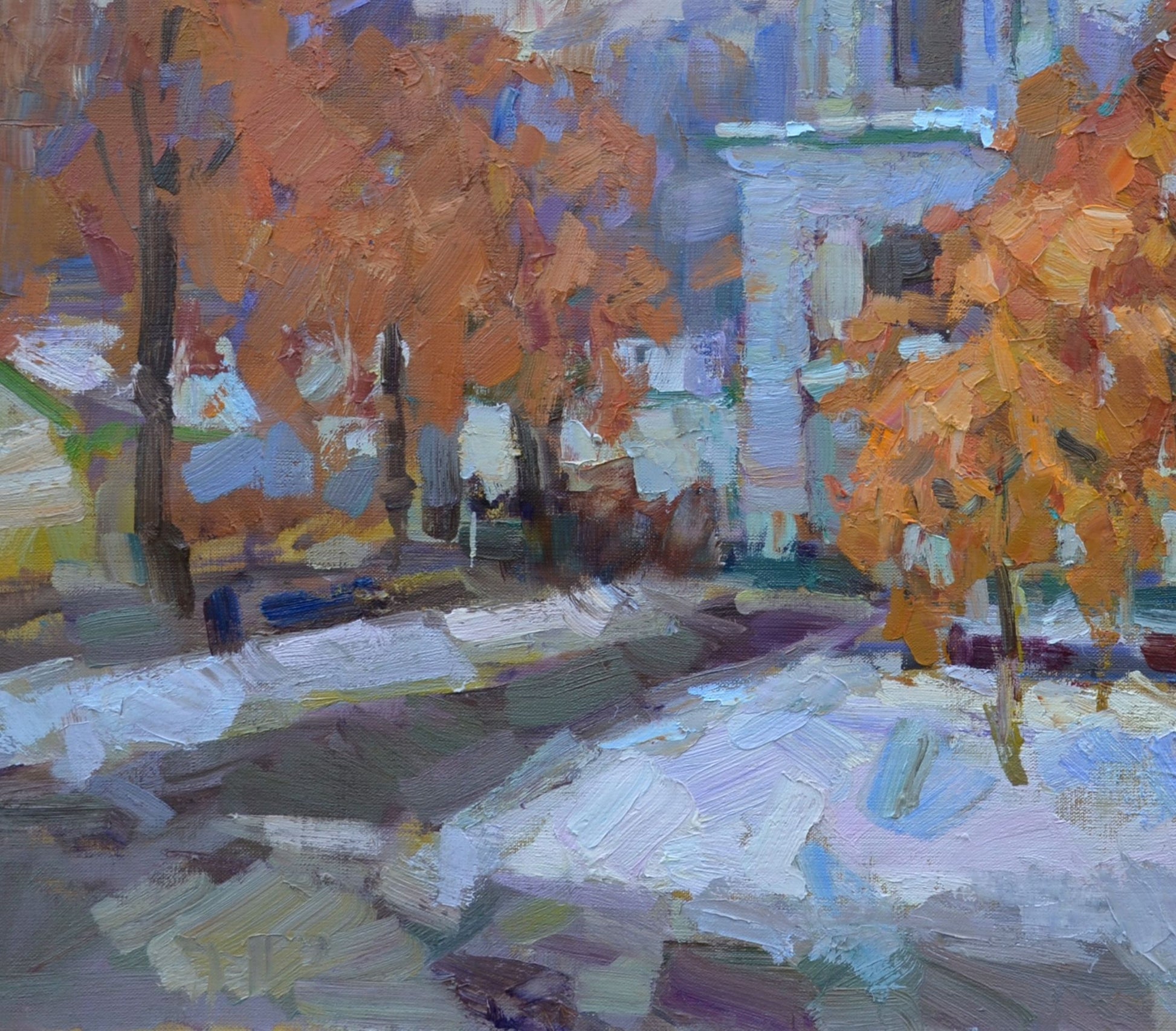 Oli painting Temple Orthodox Church Cityscape Pereta Vyacheslav