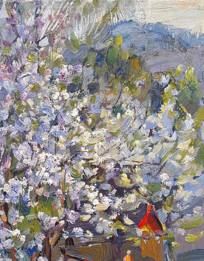 Oil painting Village Spring garden 