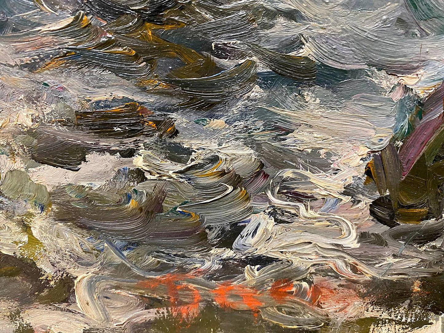 Oil painting Surf by Basov Yakov Aleksandrovich, turbulent swirling water