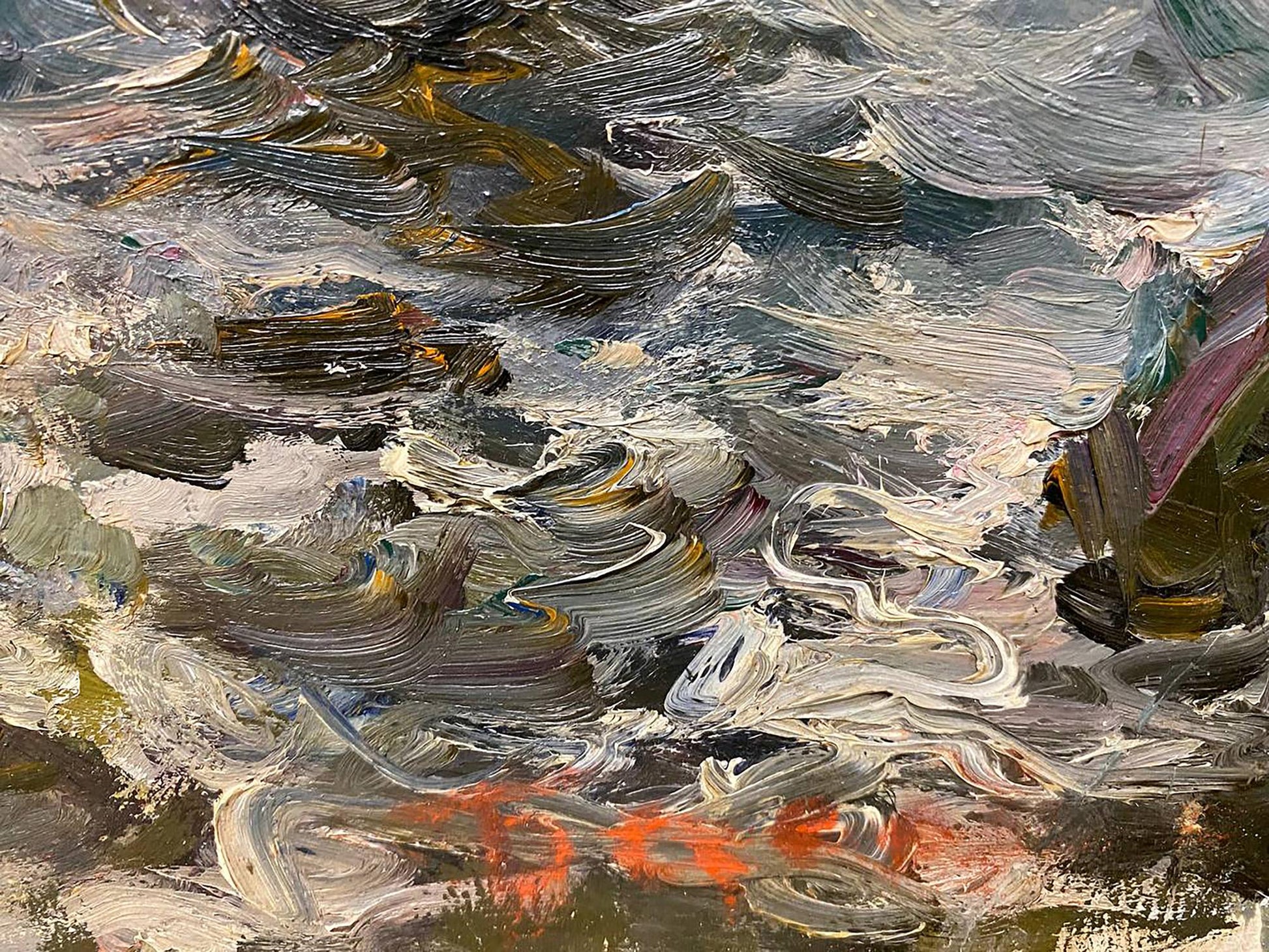 Oil painting Surf by Basov Yakov Aleksandrovich, turbulent swirling water