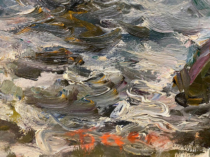 Oil painting Surf by Basov Yakov Aleksandrovich, turbulent swirling water