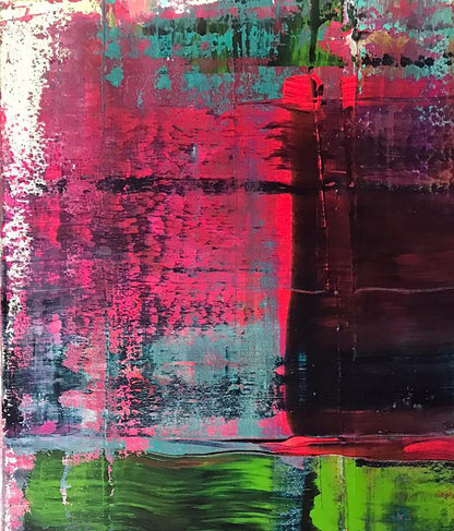 Vibrant acrylic painting Colorful mood by Melezhik Olga in pink teal green
