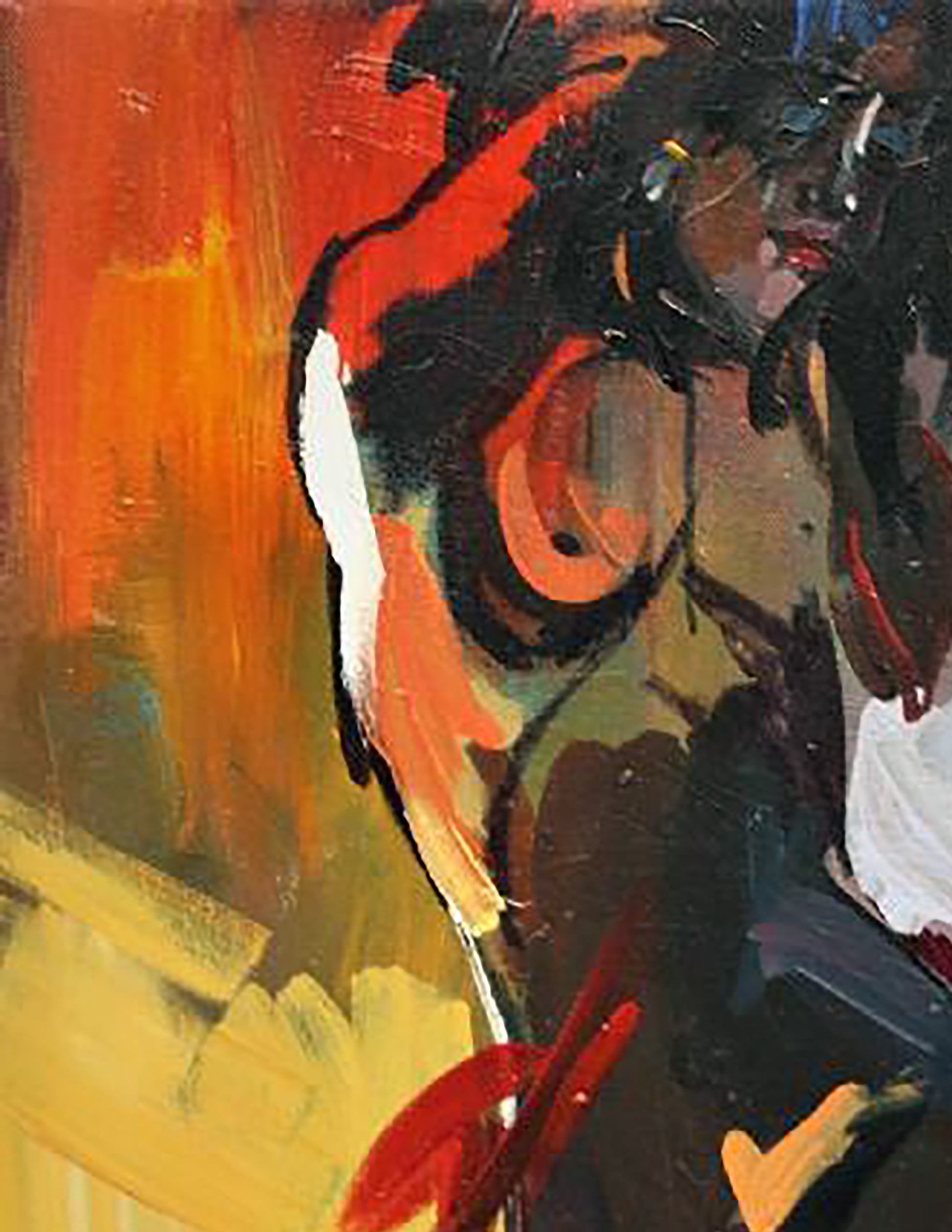 Abstract oil painting In the warm rays by Kozyar Yuri in orange black white