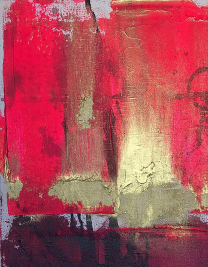 Vibrant Golden Sails acrylic painting by Melezhik Olga with reds, golds, purples