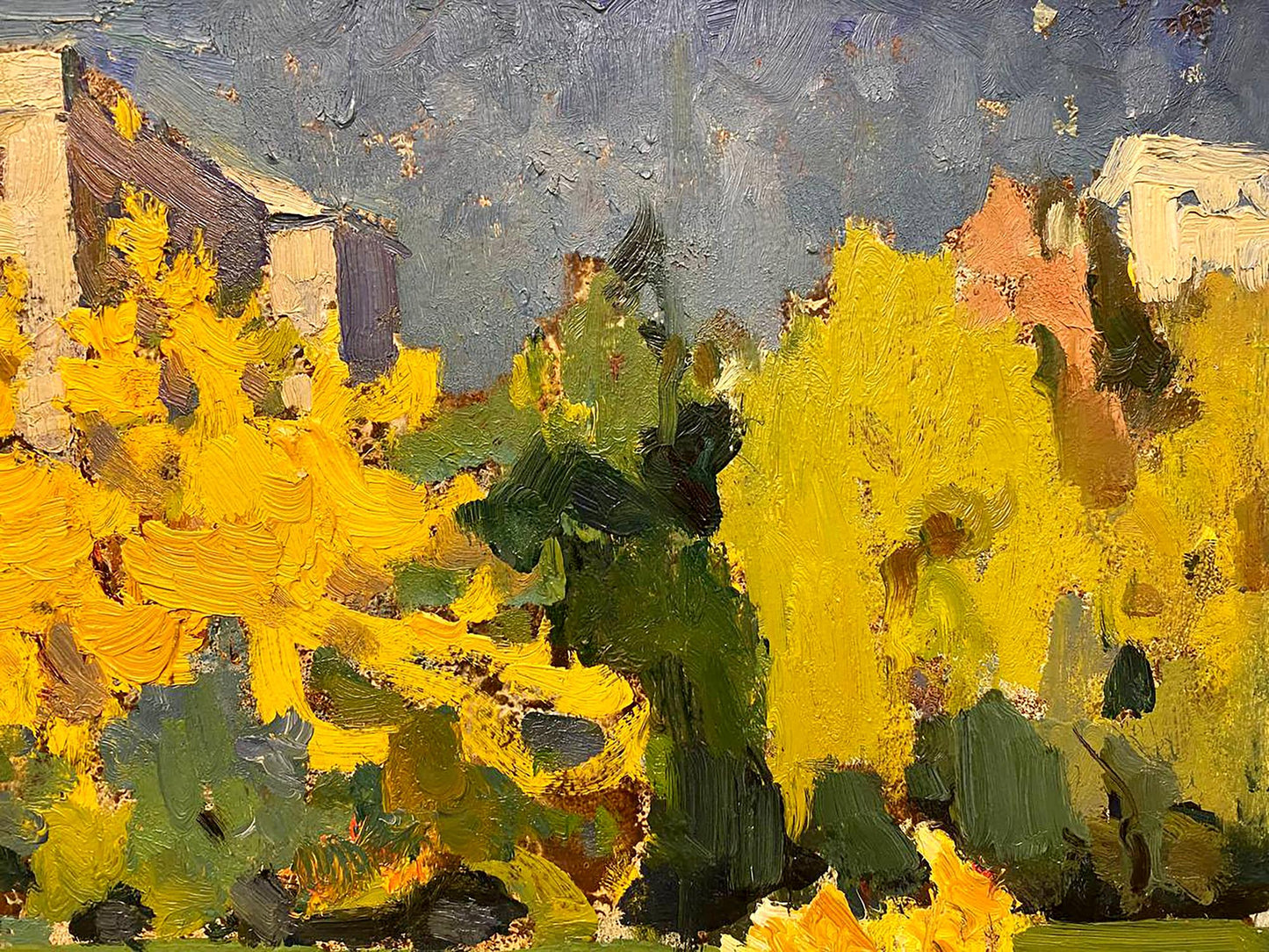 Vibrant impressionist oil painting Urban autumn by Petrov Georgy Petrovich