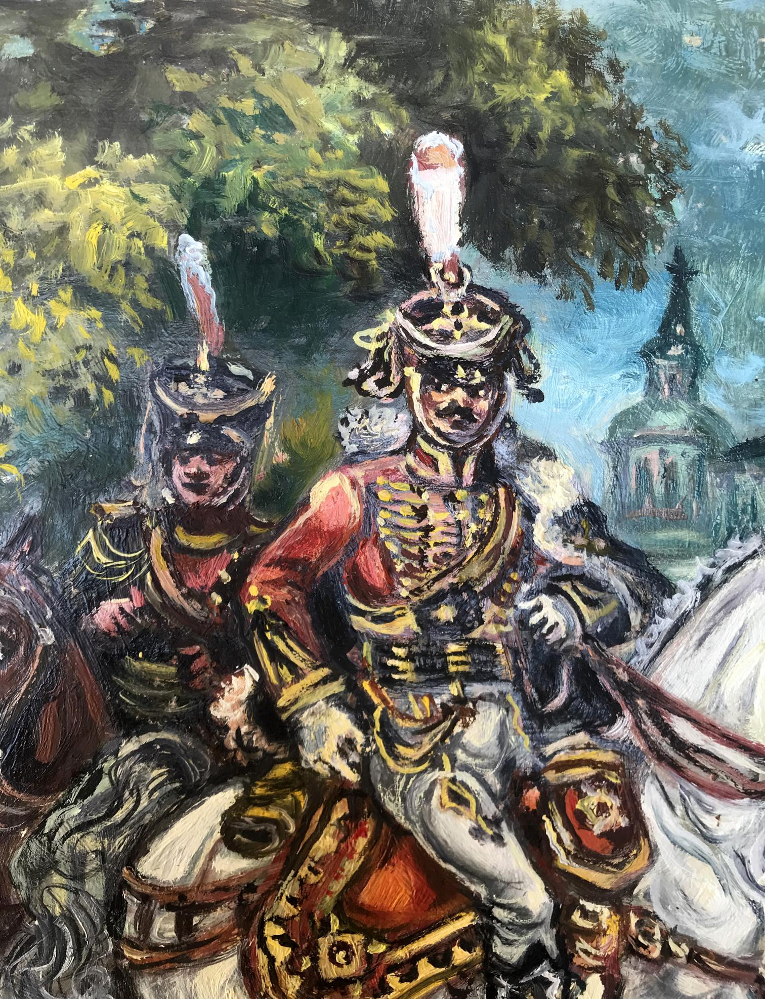 Oil painting portrait of two officers by Alexander Arkadievich Litvinov