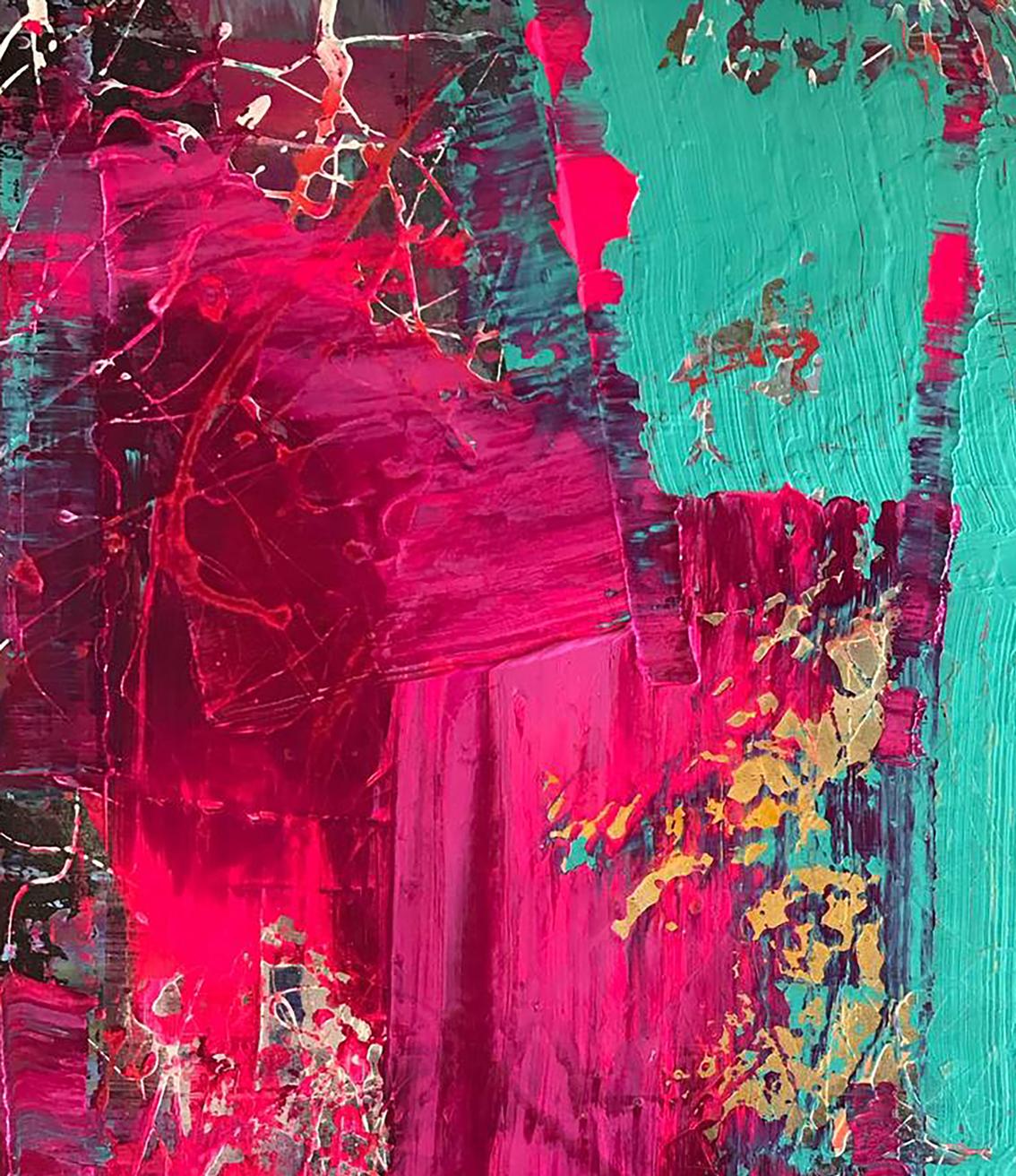 Vibrant Insolent Venus acrylic painting by Melezhik Olga in magenta teal gold