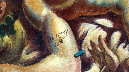 Signed oil painting by Daniil Olegovich Litvinov: The dream of Leonardo da Vinci